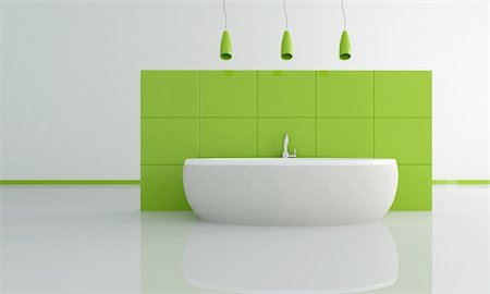 simsearch:400-04159088,k - sandstone gray bathtub against green panel - rendering Stock Photo - Budget Royalty-Free & Subscription, Code: 400-04161318
