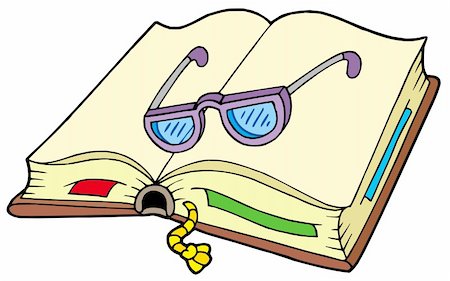Open book with glasses - vector illustration. Stock Photo - Budget Royalty-Free & Subscription, Code: 400-04161313
