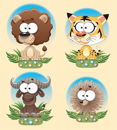 simsearch:400-04184143,k - Funny Animal of Africa. Cartoon and vector characters with background. Fotografie stock - Microstock e Abbonamento, Codice: 400-04161407