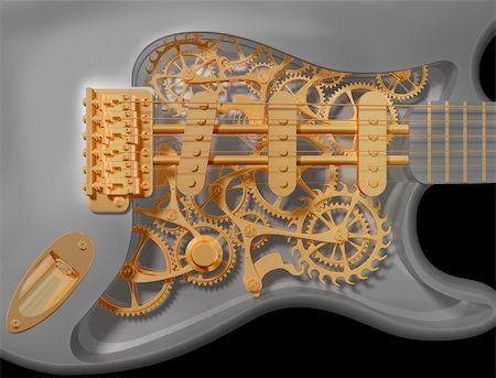 simsearch:400-04162686,k - Detail of an original custom clockwork guitar Foto de stock - Super Valor sin royalties y Suscripción, Código: 400-04161498