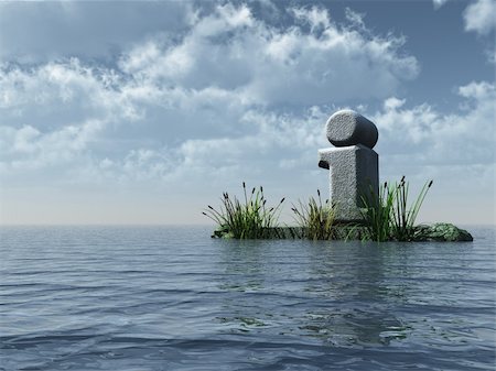 simsearch:400-04162098,k - stone letter i at the ocean under cloudy blue sky - 3d illustration Photographie de stock - Aubaine LD & Abonnement, Code: 400-04161533