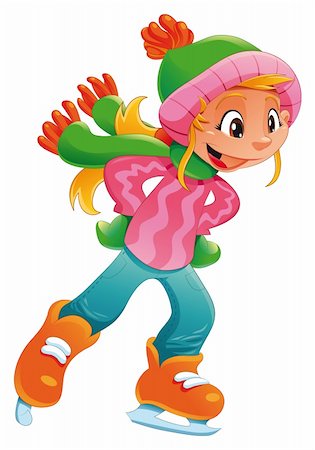 simsearch:400-04319654,k - Young ice skater girl. Funny cartoon and vector character. Stockbilder - Microstock & Abonnement, Bildnummer: 400-04161584