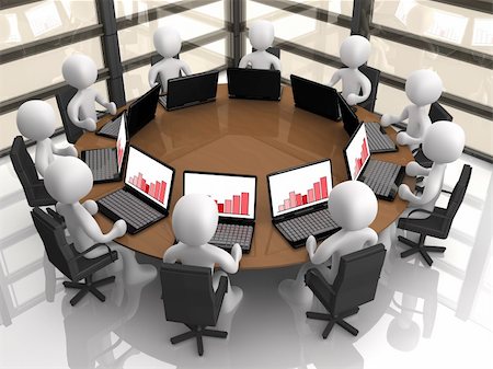 3d people having a corporate meeting in their company's office. Photographie de stock - Aubaine LD & Abonnement, Code: 400-04161647