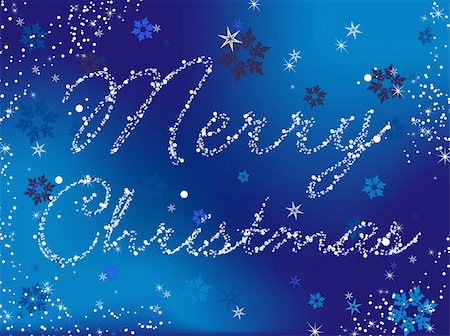 Merry Christmas Vector Image written in snowflakes and stars Stock Photo - Budget Royalty-Free & Subscription, Code: 400-04161663
