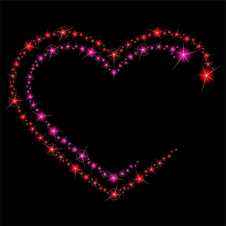 romance and stars in the sky - Background with two heart-shaped lines of glittering lights. Graphics are grouped and in several layers for easy editing. The file can be scaled to any size. Stock Photo - Budget Royalty-Free & Subscription, Code: 400-04161684