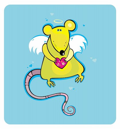 Vector illustration of a Valentine's Day cupid rat. Stock Photo - Budget Royalty-Free & Subscription, Code: 400-04161708