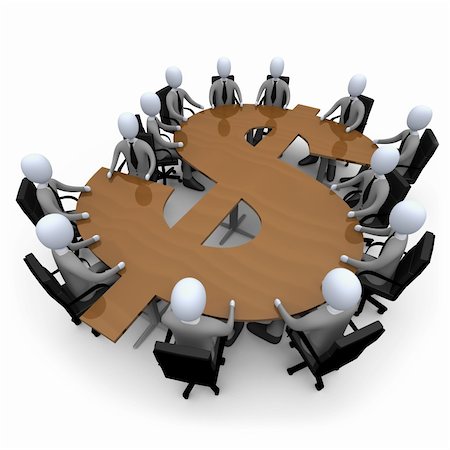 3d people having a meeting on a dollar shaped table. Stock Photo - Budget Royalty-Free & Subscription, Code: 400-04161890