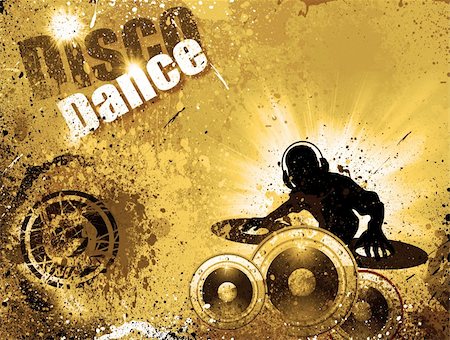 Techno Grunge style DJ Disco Flyer Background Stock Photo - Budget Royalty-Free & Subscription, Code: 400-04161908