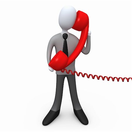 simsearch:400-04161902,k - 3d business person holding a large red phone . Photographie de stock - Aubaine LD & Abonnement, Code: 400-04161900