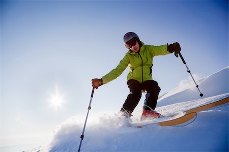 snowed - Young male freerider skier moving down in snow powder at sunset; italian alps. Stock Photo - Budget Royalty-Free & Subscription, Code: 400-04162042
