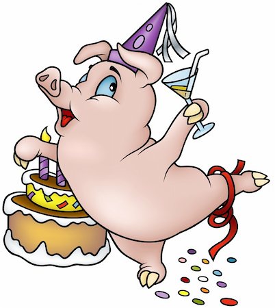 piglet humor - Dancing Pig - Happy Birthday -cartoon illustration as detailed vector Stock Photo - Budget Royalty-Free & Subscription, Code: 400-04162087