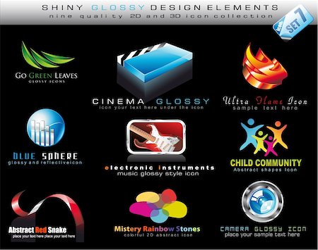 simsearch:400-08997409,k - Abstract 2D and 3D Design Element Collection with colorful Shiny Icons - Set 7 Foto de stock - Super Valor sin royalties y Suscripción, Código: 400-04162376