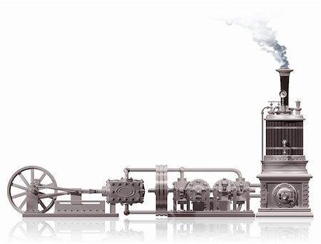 steampunk - Original illustration of a steam plant motif Stock Photo - Budget Royalty-Free & Subscription, Code: 400-04162688