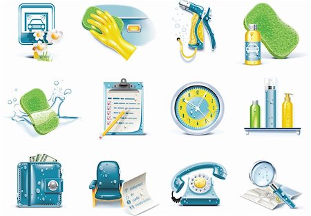 Set of car wash service related icons Stock Photo - Budget Royalty-Free & Subscription, Code: 400-04162681