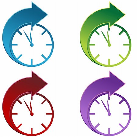 Clocks moving foward isolated on a white background. Stock Photo - Budget Royalty-Free & Subscription, Code: 400-04162734