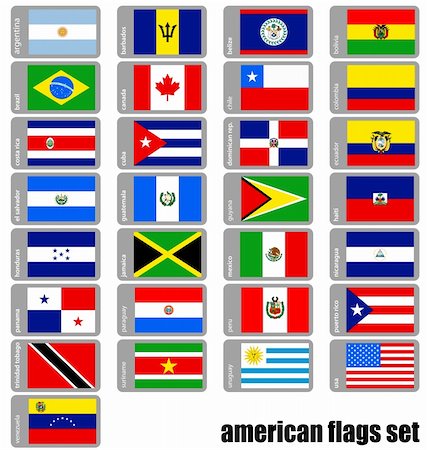 south american country peru - set of flags of the american continent with very high detail Stock Photo - Budget Royalty-Free & Subscription, Code: 400-04163123