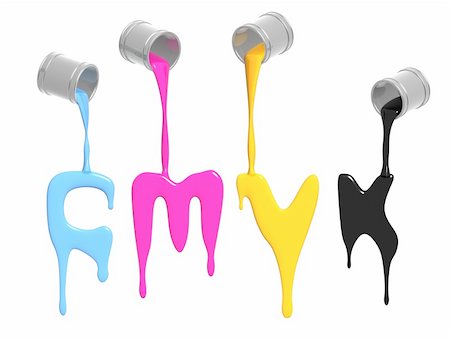falling paint bucket - Conceptual image - palette CMYK. Objects over white Photographie de stock - Aubaine LD & Abonnement, Code: 400-04163147