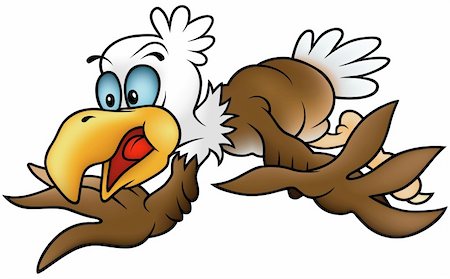 drawing eagle clipart - Flying Bald Eagle - colored cartoon illustration + vector Stock Photo - Budget Royalty-Free & Subscription, Code: 400-04163223