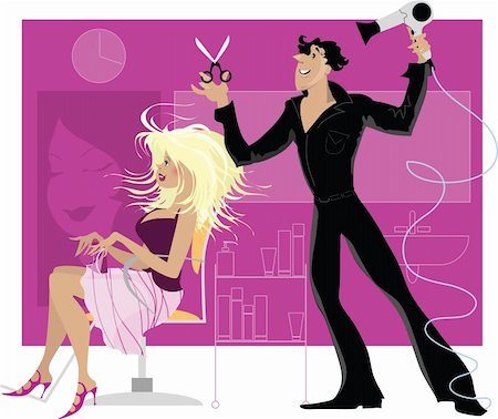 salon de coiffure - Vector illustration of a blond lady at barber's shop Foto de stock - Super Valor sin royalties y Suscripción, Código: 400-04163288