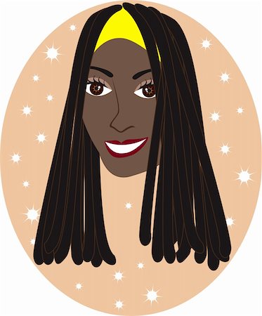 Vector pretty African American or Jamaican girl with Tan background. Great for personalization, see many other faces with different looks. Stock Photo - Budget Royalty-Free & Subscription, Code: 400-04163326