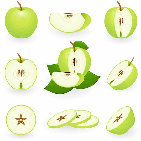 Vector illustration of green apple Stock Photo - Budget Royalty-Free & Subscription, Code: 400-04163546