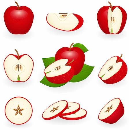 Vector illustration of red apple Stock Photo - Budget Royalty-Free & Subscription, Code: 400-04163548