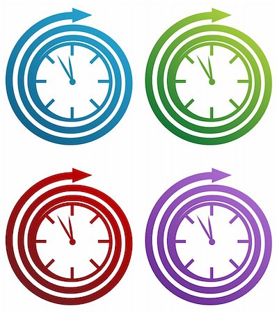 Spiral clock icon set isolated on a white background. Stock Photo - Budget Royalty-Free & Subscription, Code: 400-04163605