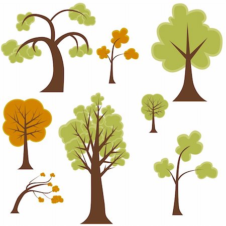 Cartoon tree set isolated on a white background. Stock Photo - Budget Royalty-Free & Subscription, Code: 400-04163609