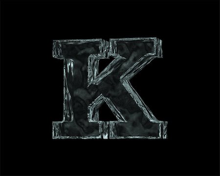 frozen uppercase letter k on black background - 3d illustration Stock Photo - Budget Royalty-Free & Subscription, Code: 400-04163969