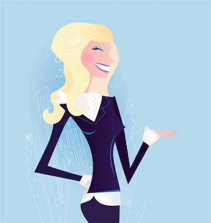 Executive business woman in elegant black costume. Vector Illustration. Stock Photo - Budget Royalty-Free & Subscription, Code: 400-04163961