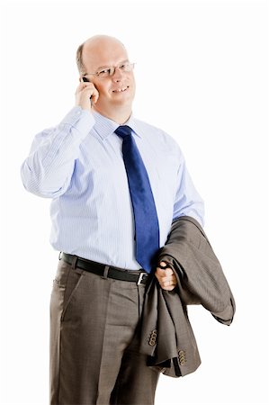 simsearch:400-04180586,k - Middle-aged businessman making a phone call, isolated on white background Stockbilder - Microstock & Abonnement, Bildnummer: 400-04174039
