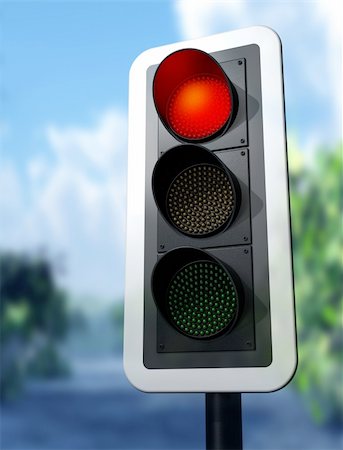 Illustration of a red traffic light on a country road Stock Photo - Budget Royalty-Free & Subscription, Code: 400-04174111