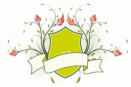 simsearch:400-04098922,k - Vector grunge floral background with heraldic plate Stock Photo - Budget Royalty-Free & Subscription, Code: 400-04174296