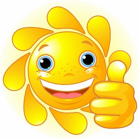sun and fun cartoon - Cute and happy Sun with hand giving thumbs up Stock Photo - Budget Royalty-Free & Subscription, Code: 400-04174371