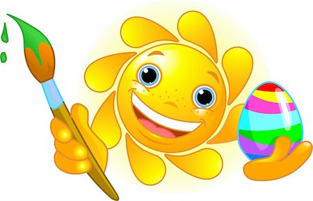 eggs with face - Cute and happy Sun coloring Easter Egg Stock Photo - Budget Royalty-Free & Subscription, Code: 400-04174372