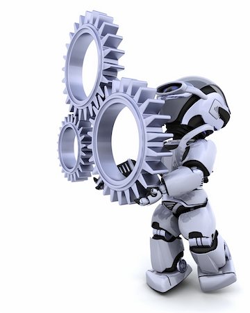 simsearch:400-04670001,k - 3d Render of a robot with gear mechanism Foto de stock - Super Valor sin royalties y Suscripción, Código: 400-04174449