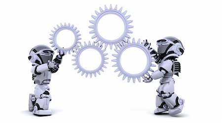simsearch:400-04310985,k - 3d Render of robots with gear mechanism Stock Photo - Budget Royalty-Free & Subscription, Code: 400-04174450