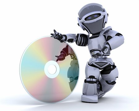 royal ontario museum - 3D render of a robot with optical media disc Stock Photo - Budget Royalty-Free & Subscription, Code: 400-04174452