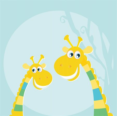 simsearch:400-04019330,k - Vector illustraton of happy giraffes in the jungle. Vector characters. Photographie de stock - Aubaine LD & Abonnement, Code: 400-04174519