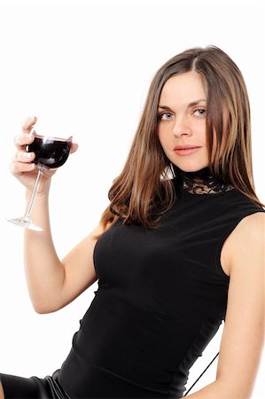photo of model woman with grapes - Portrait of beautiful woman with glass red wine on a whate background Stock Photo - Budget Royalty-Free & Subscription, Code: 400-04174744