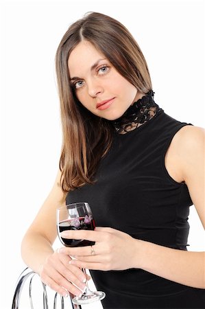 photo of model woman with grapes - Portrait of beautiful woman with glass red wine on a whate background Stock Photo - Budget Royalty-Free & Subscription, Code: 400-04174742