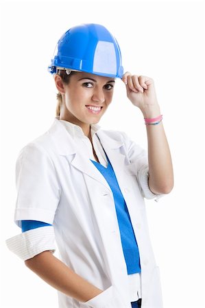 Portrait of a beautiful female technician, isolated over white Stock Photo - Budget Royalty-Free & Subscription, Code: 400-04174764