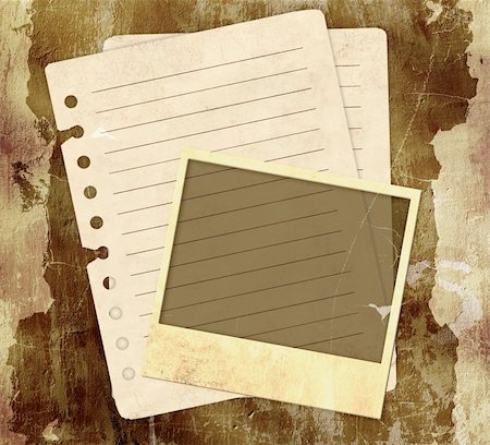 simsearch:400-06798713,k - Grunge background with notebook pages and photos Photographie de stock - Aubaine LD & Abonnement, Code: 400-04174973