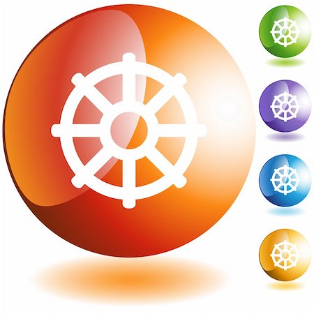 simsearch:400-04175441,k - Buddhist wheel life icon web button isolated on a background. Stock Photo - Budget Royalty-Free & Subscription, Code: 400-04175442