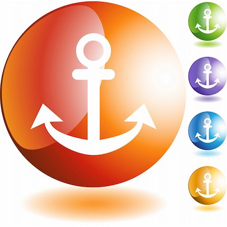 simsearch:400-04175441,k - Boat anchor icon web button isolated on a background. Stock Photo - Budget Royalty-Free & Subscription, Code: 400-04175507