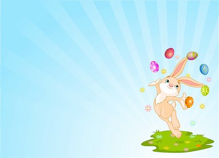 simsearch:400-06073581,k - Cute little bunny juggling with Easter Eggs Foto de stock - Royalty-Free Super Valor e Assinatura, Número: 400-04175564