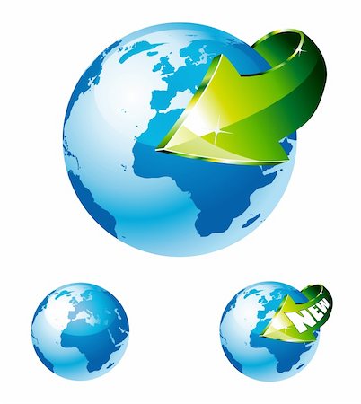 simsearch:400-04911859,k - 3d Style Earth Globe with an Arrow showing a recycle concept Foto de stock - Super Valor sin royalties y Suscripción, Código: 400-04175866