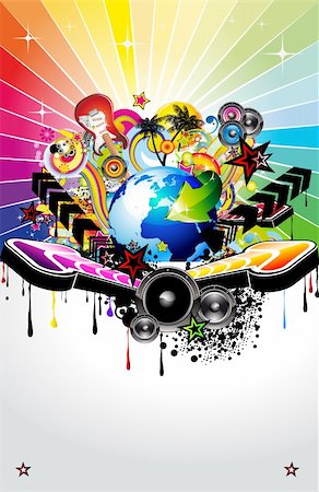 Global Music Event Background with Musical Design elements Foto de stock - Super Valor sin royalties y Suscripción, Código: 400-04175998