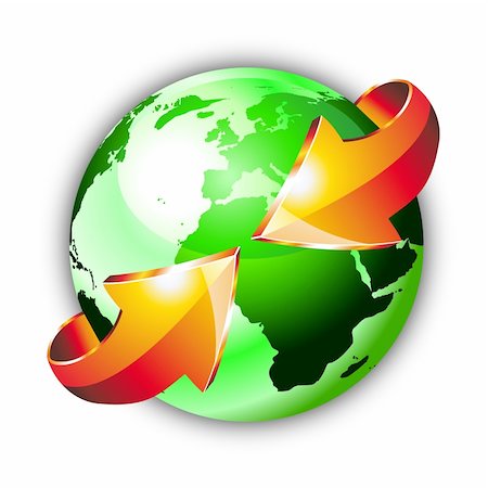 simsearch:400-04911859,k - 3d Style Earth Globe with an Arrows showing a recycle concept Foto de stock - Super Valor sin royalties y Suscripción, Código: 400-04176006