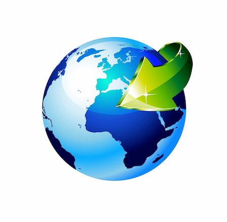 simsearch:400-04911859,k - 3d Style Earth Globe with an Arrow showing a recycle concept Foto de stock - Super Valor sin royalties y Suscripción, Código: 400-04176023